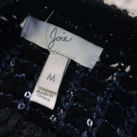 Womens Joie Black Sequined Wool Blend Knit Sweater M * - Picture 10 of 10